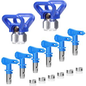 Spray Tips for Airless Sprayer, Geevorks Reversible Airless Paint Sprayer Nozzle Tips Set of 6 with 2PCS Nozzle Seats, Airless Paint Spray Guns Nozzles Set