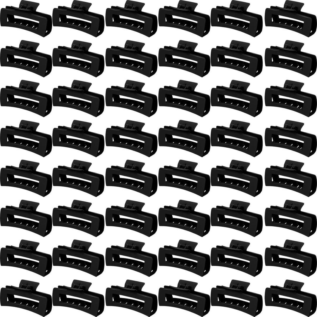 Yunlly 48 Pcs 4.1 Inch Claw Clips Bulk Large Rectangle Square Hair Claw Clips Nonslip Thick Long Hair Strong Hold Jaw for Women Girl Accessories(Black)