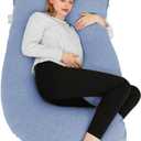 Chilling Home Pregnancy Pillow, U Shaped Pregnancy Pillows for Sleeping Full Body Pillow Maternity Pillow for Pregnant Women 58 inch, Pregnant Women Must Have with Removable Cover, Blue-Jersey
