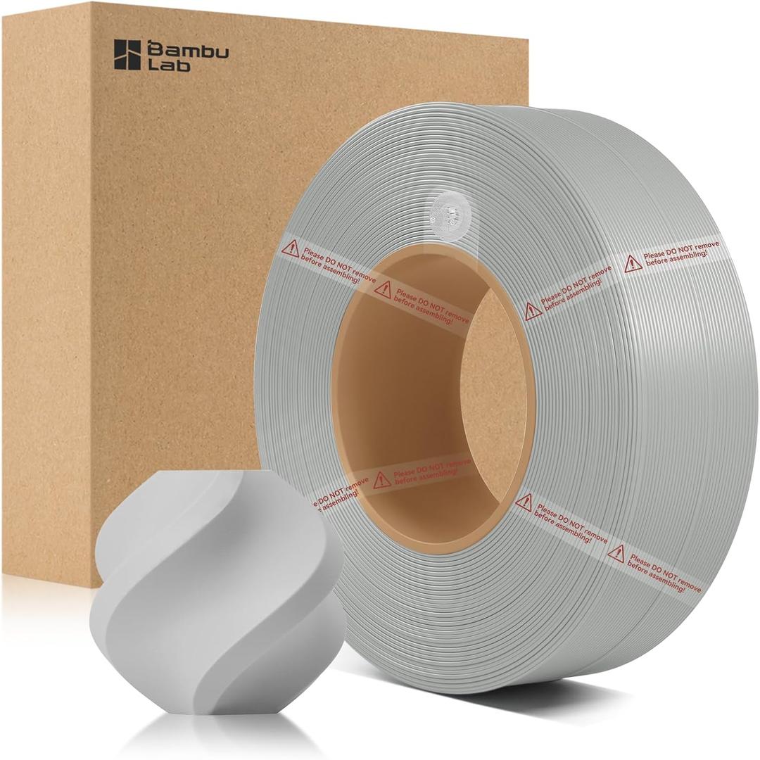 ENOMAKER Bamboo Lab PLA Basic Filament Refill Light Gray 10104 1.75mm, Grey 3D Printer Filament with RFID for Bambu A1,X1,P1,H2 AMS, Easy to Print,Pro 3D Printing Consumables without Spool,1kg(2.2lbs)