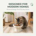 Ceramics Raised Slow Feeder Cat Bowl, Ceramic Elevated and Titled Food Bowl Small Dogs Slow Feeder, Flower Shaped Cute Cat Dish for Dry and Wet Food (Beige, 5.7")