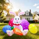 Elegear 6.1FT Easter Bunny & Eggs Inflatable Outdoor Decoration, Lighted Easter Blow Up with Happy Easter Carrot for Lawn, Garden, Yard, Holiday Party & Spring Decor