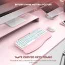 Wireless Keyboard and Mouse Combo, Wave Keys Full-Sized Ergonomic Keyboard with Cushioned Plam Rest, Phone Holder, Comfortable Natural Typing, 2.4G Cordless Set for Computer, Laptop, Pc, Mac, Windows