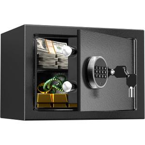 Safe,0.8 Cubic Feet Safe Box,Anti-Theft Digital Security Lock Box with Electronic Keypad and Key, Fire Proof Safes for Home Documents Firearm Medicine Money Valuables,13.8"W x 9.8"D x 9.8"H (Black)