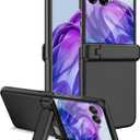 Miimall for Motorola Razr Plus 2024 Case,Razr Plus 2024 Case with Hinge Protection [Kickstand] [Built-in Screen Protector] Military Grade Shockproof Hard Heavy Duty Rugged Grip Phone Cover, Black