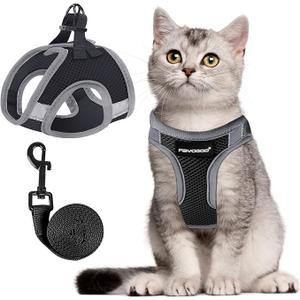 FAYOGOO Cat Harness and Leash Set, Escape Proof, Adjustable, Small/Large, Lightweight, Soft Vest, Black S