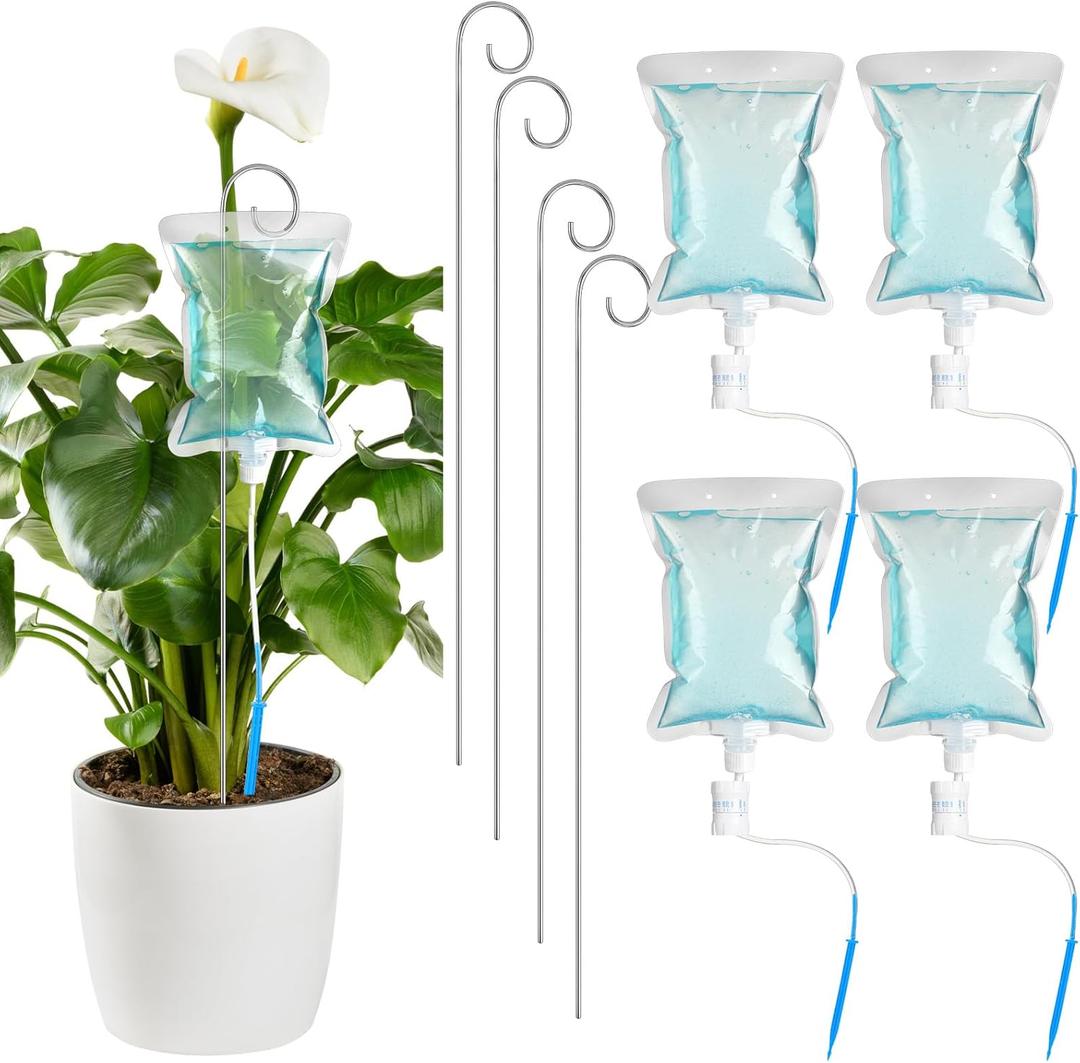 Norme 6 Pcs Plant Drip Irrigation Set 500 ml Drip Water Bag Plant Waterer with Support Rod Stakes Self Watering Spikes Automatic Watering System for Potted Indoor Outdoor