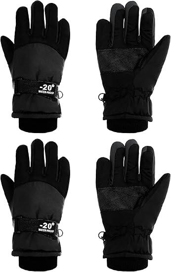 SATINIOR 2 Pairs Kids Waterproof Winter Snow Gloves Ski Gloves for Boy Girl Outdoor Warm Thickening Snowboar