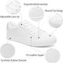 Adokoo Women's Fashion Sneakers PU Leather Casual Shoes White Tennis Low Top Shoes Womens Lace Up Sneakers(White, US10)