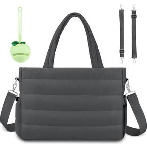 KUBYA Diaper Bag Tote, Puffer Diaper Tote Bags for Women Lightweight Travel Work Hospital Baby Bag Crossbody Mommy Bag