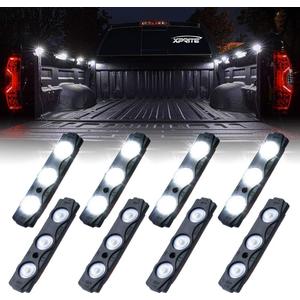 Xprite White Truck Pickup Bed Light Kit, 24 Led Cargo Rock Lighting Kits w/Switch for Van Off-Road Under Car, Side Marker, Foot Wells, Rail Lights - 8 PCS