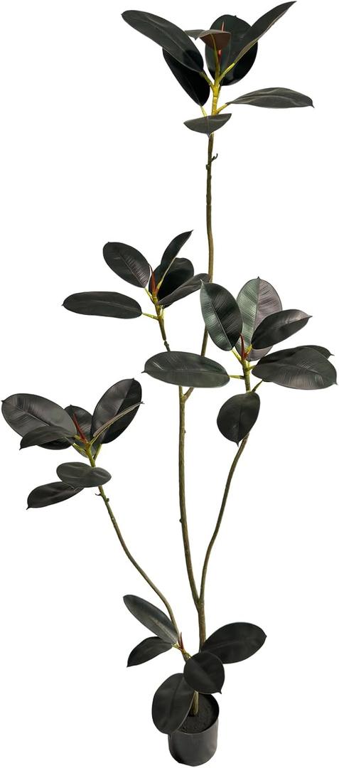 Artificial Rubber Tree,6ft Tall Fake Plants Artificial Rubber Plants for Indoor, Fake Trees for Office Home Living Room Floor Patio Greening Porch Decor。
