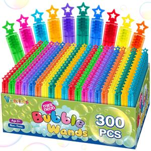 200 Pcs Mini Bubble Wands in 10 Colors, Bulk Party Favors for Kids, Themed Birthday, Christmas, New Year, Valentine, Carnival, School Classroom Prizes for Boys & Girls, Ideal Goodies Bags Stuffers