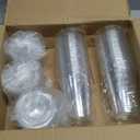 100 Pack - 16 oz Clear Plastic Cups with Lids and Straws, Sturdy & Food Safe Iced Coffee Cups with lids, Disposable Plastic Smoothie Cups for Cold Drinks