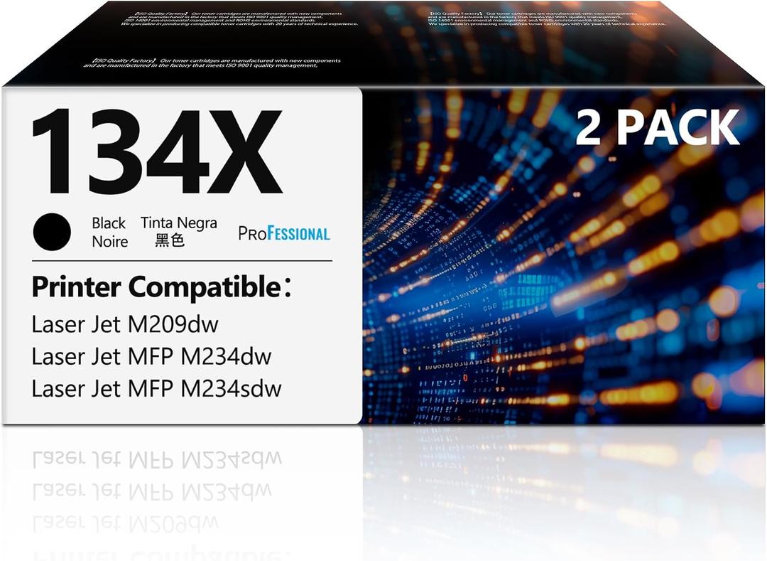 134X Black Toner Cartridges Replacement for HP 134X W1340X 134A Toner