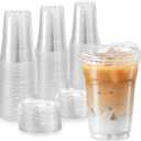 TashiBox 24oz100 Sets Clear Plastic Cups With Strawless Sip Through Lids,Clear Crystal disposable plastic cups,smoothie cups