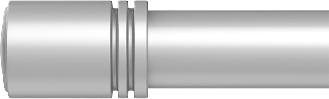 Curtain Rods for Windows 66 to 120 inches, 6/8 inch Diameter Adjustable Length End Cap Style Curtain Rod Set, Decorative Curtain Rod with Brackets - Silver