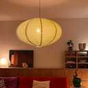 Linen Hanging Lamp Shades Oval Can replace Paper Lantern,20INCH,White Beige