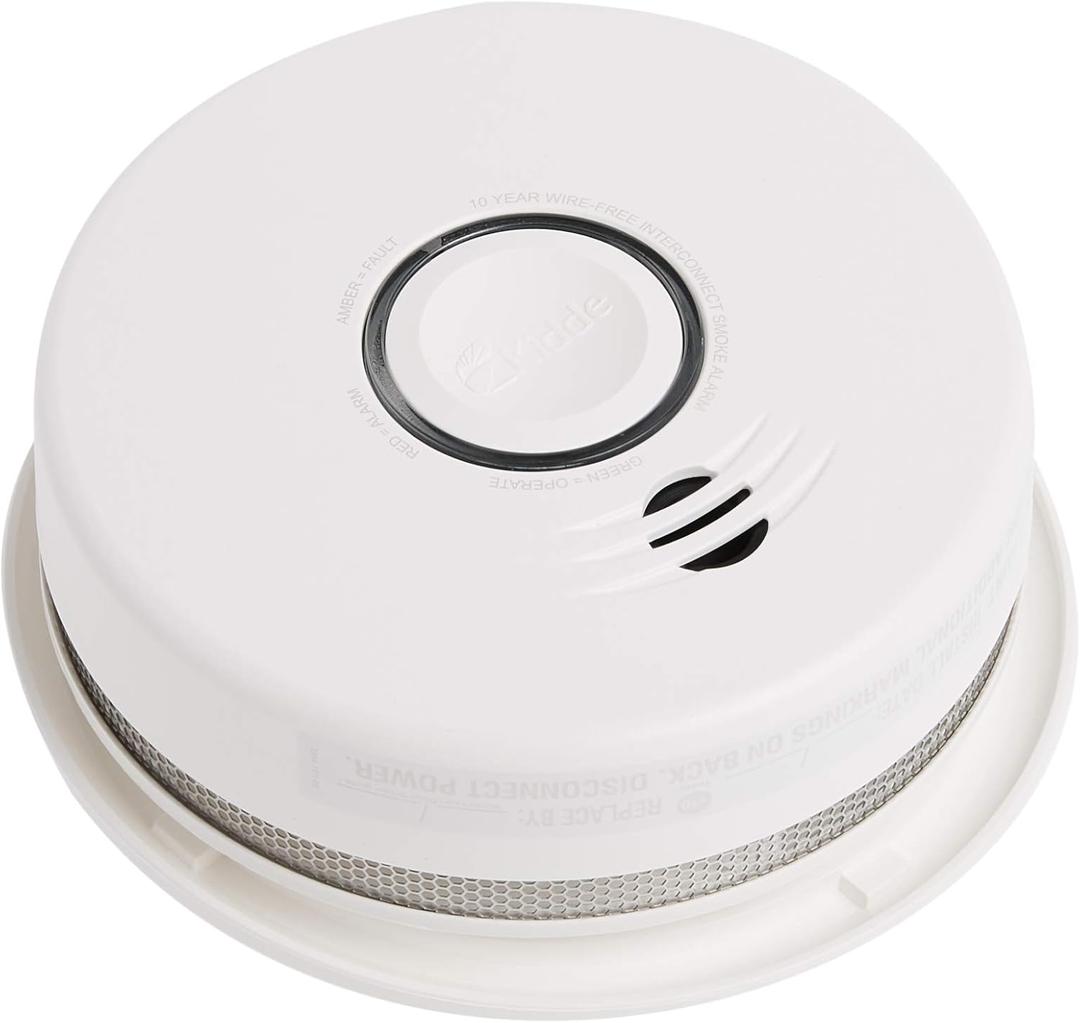 Kidde Wireless Smoke Detector, 10-Year Battery, Voice Alerts, Photoelectric Sensor Wire-Free Smoke Alarm, White