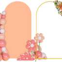 Metal Arch Backdrop Stand and Cover Set 7.2FT Gold Balloon Backdrop Arch Stand with Covers Peach Backdrops Covers Arch Spandex Arch Stands Cover for Birthday Party Banquet Graduation Decor