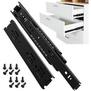 ToBeGreat 3 Pair Side Mount Drawer Slides 10 Inch 100 LB Load Capacity, Full Extension Ball Bearing Metal Replacement Rails Dresser Runners Cabinet Trash Can Slider Kitchen Glides (Black,254mm)