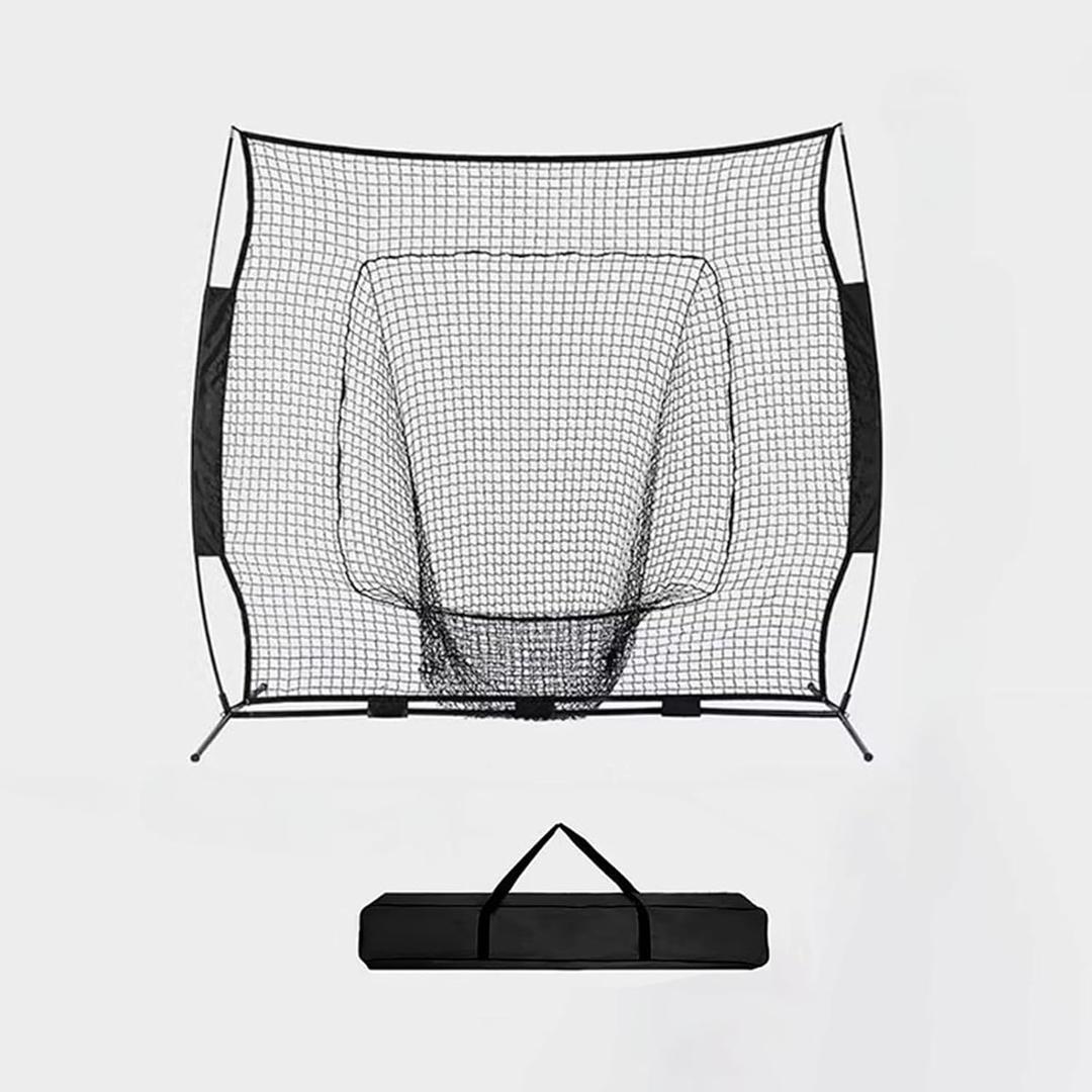 7'7' Baseball Softball Practice Net with Strike Zone and Carry Bag, Batting Tee, Baseball Backstop Practice Net for Pitching Batting Catching for All Skill Levels