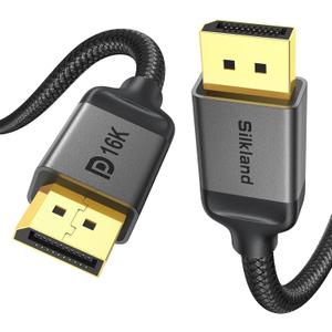 Silkland VESA Certified DisplayPort 2.1 Cable, DP 2.1 Cable 3.3FT [16K@30Hz, 8K@120Hz, 4K@240Hz ] 40Gbps HDR, HDCP DSC 1.2a, Display Port 2.1 Cord Compatible FreeSync G-Sync Gaming Monitor