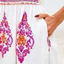 PRETTYGARDEN Summer Dress for Women 2026 Floral Sundress Spaghetti Strap Flowy Beach Vacation Boho Maxi Dresses (White, L)