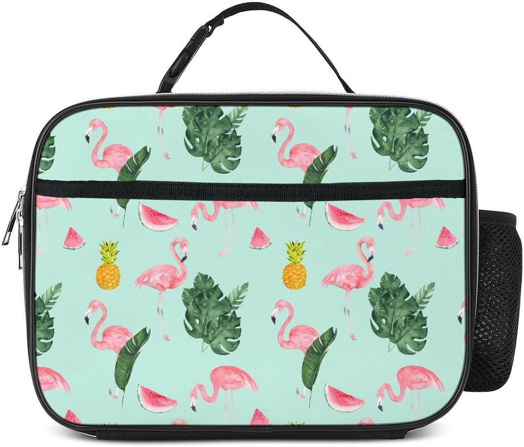 Flamingos Lunch Bag Insulated Reusable Lunch Box Kids Girls Boys Cooler Thermal Tote Bag For Men Women School Work Picnic