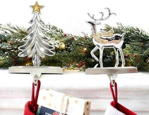 Little Glee Christmas Stocking Holders Stocking Hanger of 2, Suitable for Fireplace Home Christmas Decorations