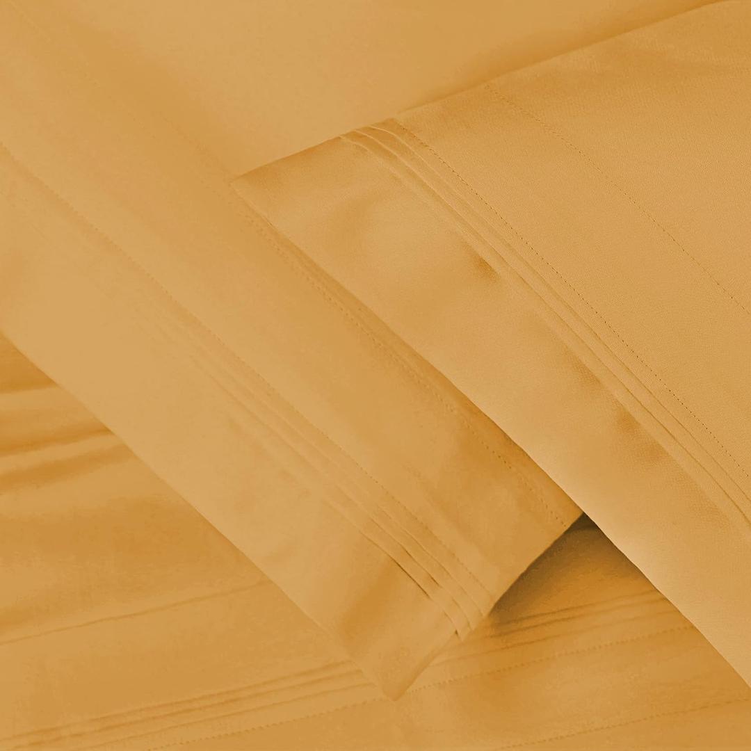 Superior Cotton Oversized Pillowcase Set Solid 1500 Thread Count Egyptian, Standard, Gold