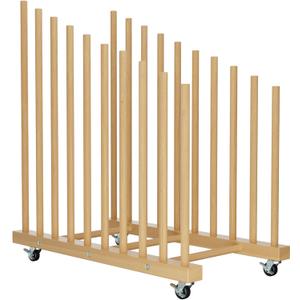 Art Storage Rack with Caster Wheels, 9 Section Wooden Art Canvas Storage for Frames and Drawing Board, Printed Matters, Paper Pads for Studio, Gallery, Art Exhibition