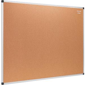 Amazon Basics Rectangular Bulletin Board, Cork Board for Wall, Vision Board for Classroom and Office, Aluminum Frame, 35" x 47", Brown