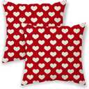 Valentines Pillow Covers 20x20 Inch 2 Pcs, Red Love Heart Decorative Throw Pillows for Couch, Valentine's Day Anniversary Outdoor Decor Pillowcase Linen Cushion Cover for Bed Sofa