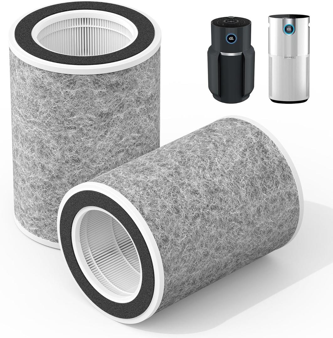 HP201 Replacement Filter Compatible with Shark HP200 HP300 Series HP201 HP202 HP302 HC501 HC502 Air Purifi-er MAX, 3-in-1 H13 True HEPA Filter, Part # HE2FKBAS, HE2FKBASMB, 2 Pack