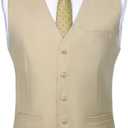JEMITOP Men's Classic Slim Fit Dress Vest Formal Wedding Prom Tuxedo Suit Vest with Pocket (Large, Beige)