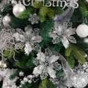 Wironlst 16 Pcs Glitter Poinsettia Flowers Artificial - Christmas White Poinsettia Decorations Tree Flowers Ornaments for Xmas/Holiday/Seasonal/Wedding Decor(Silver)