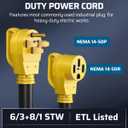 DEWENWILS EV RV Extension Cord 50A 10 Feet, NEMA 14-50P to 14-50R Copper Wire, 125/250VAC 12500W Heavy Duty EV Power Cord, STW Outdoor Waterproof Power Cable, for RV, Camper, ETL Listed, Yellow