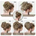 HMD 5 Pieces Messy Hair Bun Hairpiece Tousled Updo for Women Hair Extension Ponytail Scrunchies with Elastic Rubber Band Long Updo Messy Hairpiece Hair Accessories Set for Women12/24