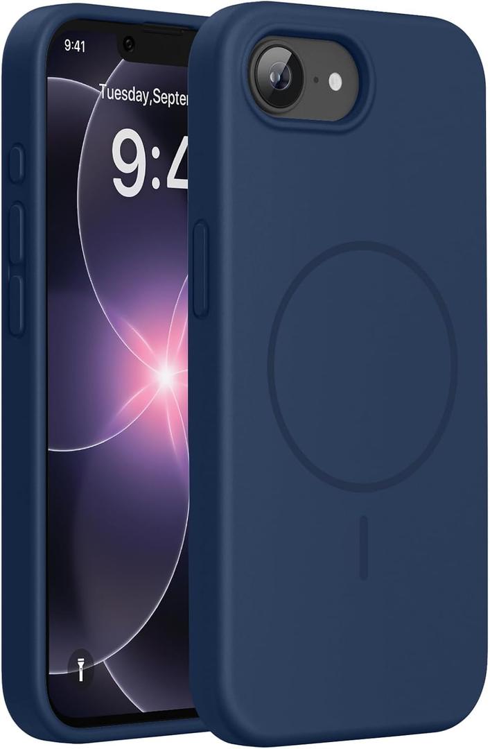 Miracase Magnetic for iPhone 17e Case & iPhone 16e Case, [Soft Anti-Scratch Microfiber Lining], Compatible with MagSafe, Silicone Shockproof Protection Phone Case for iPhone 17e/16e, Dark Blue