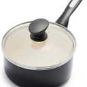 GreenPan Rio Healthy Ceramic Nonstick 2QT Saucepan Pot with Lid, PFAS-Free, Dishwasher Safe, Black