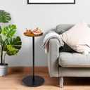 Space-Saving Pedestal Martini Cocktail Table - Small Round Accent Table for Living Room & Bedroom