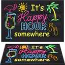 Jingmore Rubber Bar Mat for Bartending Coffee Bar Mat for Countertop Non Slip No Spill Tiki Table Pad for Home Cocktail Accessories(18 x12 Inch,Happy Hour Somewhere)