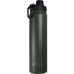 VELE Vacuum Insulated Water Bottle with Spout Lid  Stainless Steel Water Bottle  Leak Proof  Hot & Cold  Double Wall Vacuum Insulated (Navy Green, 25oz)