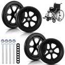 MBAIYO 4 Pack 8 Inch Wheelchair Walker Wheels, Rubber Walker with Wheels Anti-Slip PU Tires Wheelchair Wheel Replacement Durable ABS Hub Easy Install Front Wheel