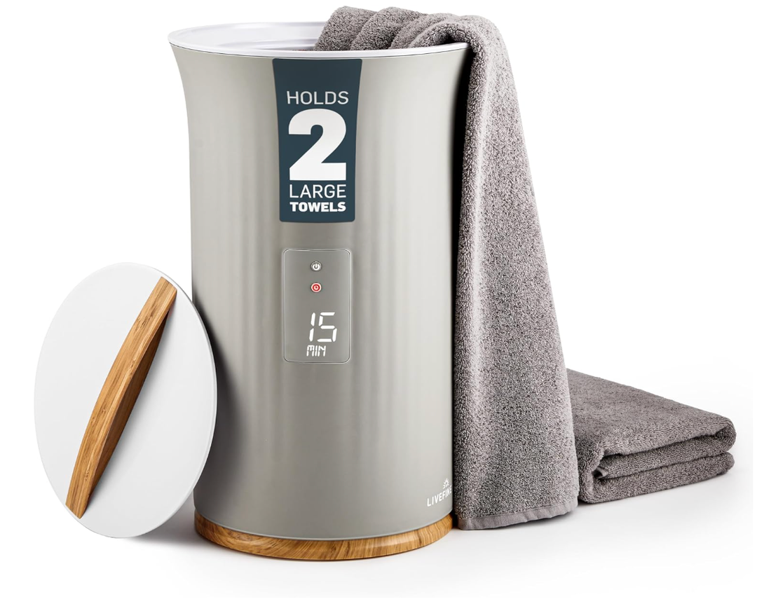 Live Fine Towel Warmer | Bucket Style Luxury Heater with LED Display, Adjustable Timer, Auto Shut-Off | Fits 40” x 70” Oversized Towel - Height 21.25 Inches and 12.9 Inches Wide