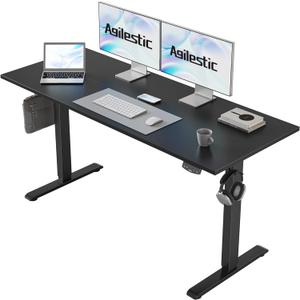 Agilestic Electric Standing Desk, 55 x 24 Inches Height Adjustable Desk, Sit Stand up for Work Office Home, Ergonomic Rising Gaming Computer Table with Memory Preset, Black