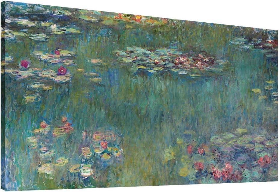 Large Canvas Wall Art Water Lilies by Claude Monet Famous Painting - Classic Canvas Art Wall Decor Nature Picture Print with Framed for Home Office Wall Decor (58"L x 28"W)