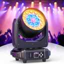 HOLDLAMP Moving Head Lights 19x15W RGBW 4-in-1 LED Stage Light with Zoom Beam Wash Effect by Sound Activated Auto DMX Control for Wedding DJ Disco Parties Nightclub Show Bar (1 Pack)