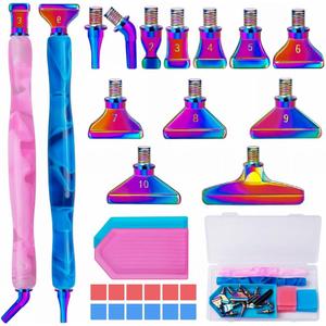 Sttargxing 27 PCS Diamond Painting Pen Kit,12PCS Stainless Steel Tips with 12 Clay, Multi Placer Tips 5D Diamond Painting Accessories, Diamond Painting Pen Replacement for DIY Craft(Colorful)